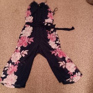 Girls MyMichelle Girls Sleeveless Jumpsuit navy floral size XL